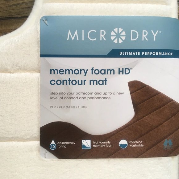 new IVORY 21x24" MICRODRY Modern Quilted Memory Foam Contour Rug - Picture 2 of 7